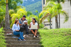 students on steps